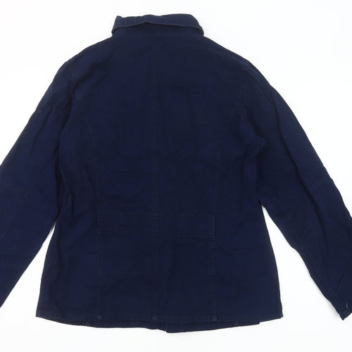 CMD Womens Blue Cotton Mid-Length Casual Jacket Size 16
