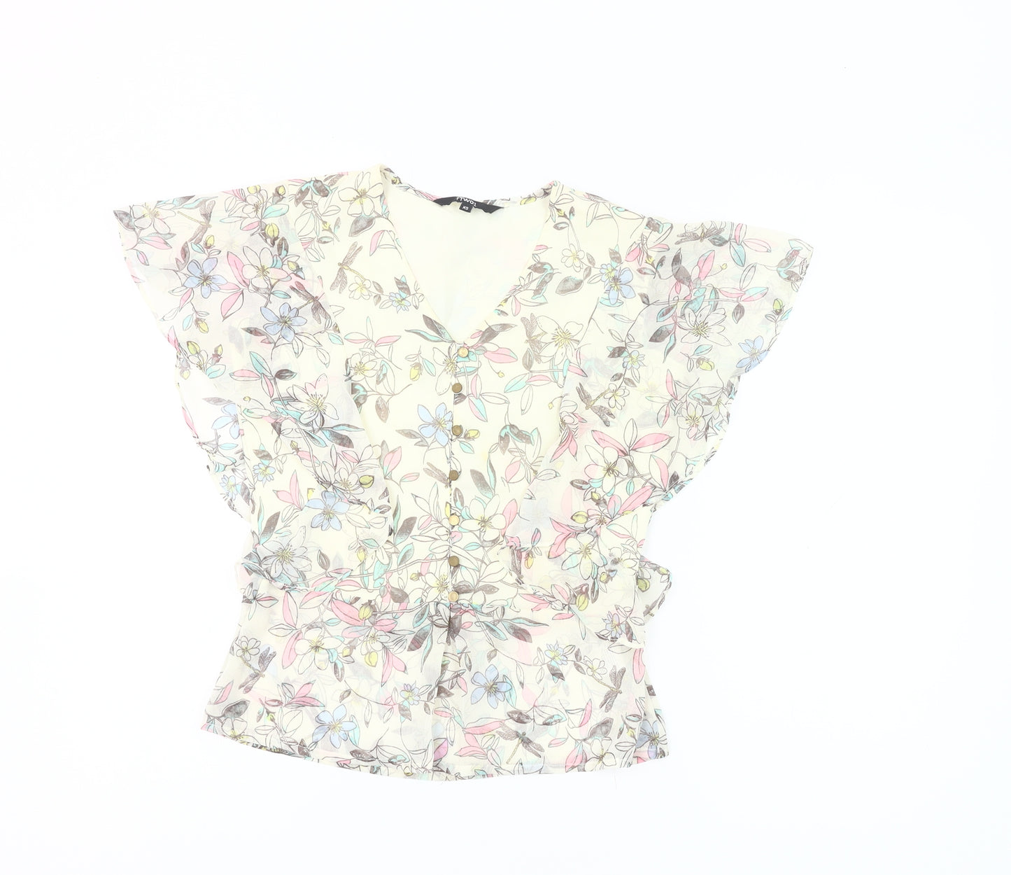 fTWO1 Womens Multicoloured Floral Chiffon Blouse XS