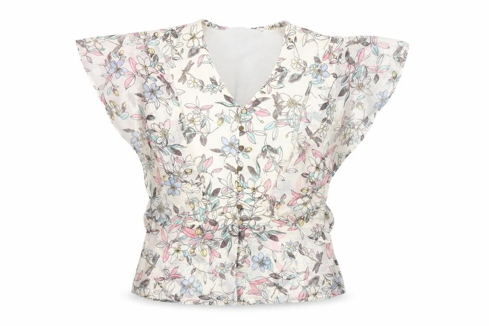Front view of fTWO1 women’s multicoloured floral chiffon blouse xs