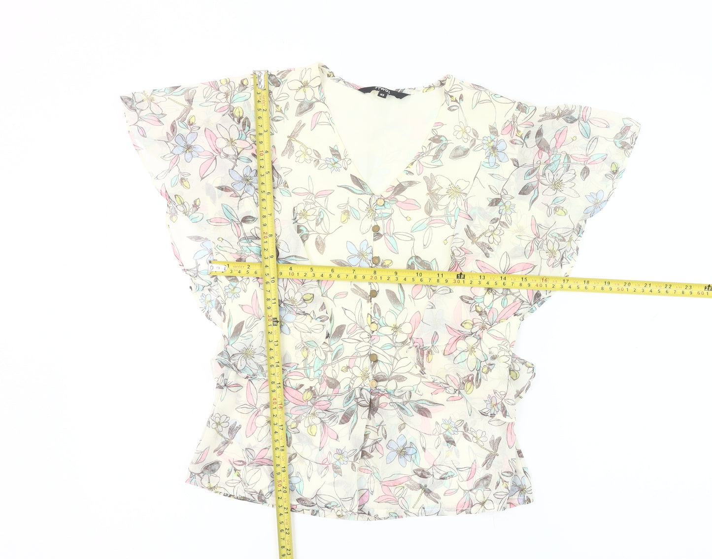 fTWO1 Womens Multicoloured Floral Chiffon Blouse XS