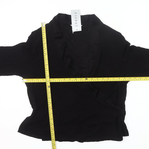 Chesca Women’s Black Wrap Blouse Size 16 3/4 Sleeve Viscose