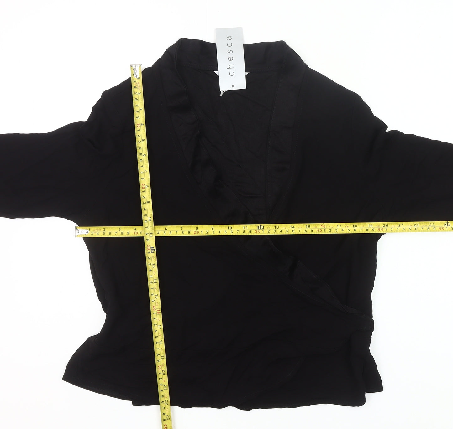Chesca Women’s Black Wrap Blouse Size 16 3/4 Sleeve Viscose