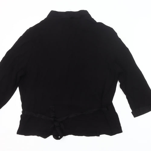 Chesca Women’s Black Wrap Blouse Size 16 3/4 Sleeve Viscose
