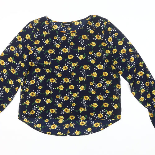 Miss Valley Women’s Blue Floral Blouse Size 12 Long Sleeve Tunic