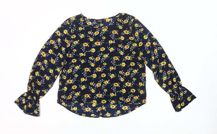 Miss Valley Women’s Blue Floral Blouse Size 12 Long Sleeve Tunic