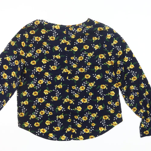 Miss Valley Women’s Blue Floral Blouse Size 12 Long Sleeve Tunic