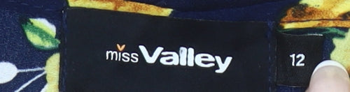 Miss Valley Women’s Blue Floral Blouse Size 12 Long Sleeve Tunic