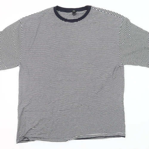 River Island Womens Black White Stripe Ringer T-Shirt UK 14 Cotton