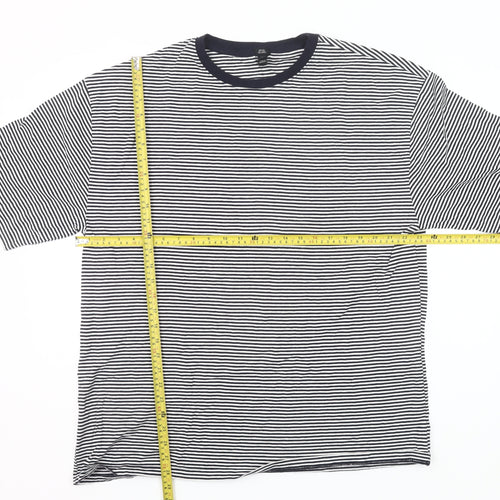 River Island Womens Black White Stripe Ringer T-Shirt UK 14 Cotton