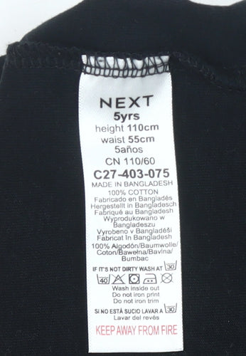 Next Girls Black Rolling Stones Sequin T-Shirt 5 Years Rock Band Top