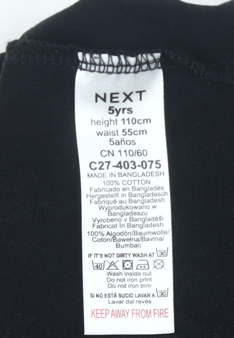 Next Girls Black Rolling Stones Sequin T-Shirt 5 Years Rock Band Top