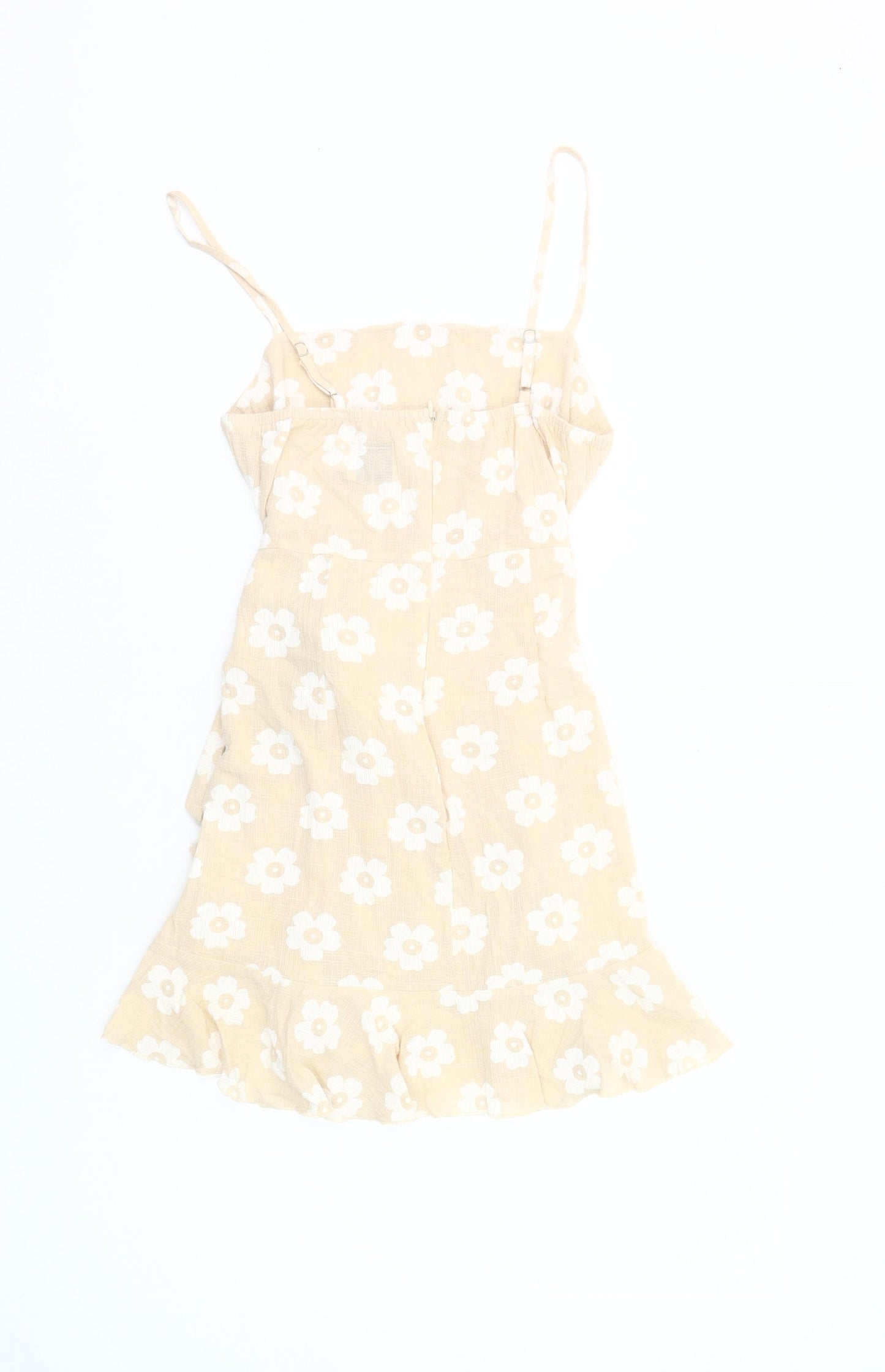 Princess Polly Women’s Beige Floral Wrap Dress Size 10 Summer Casual