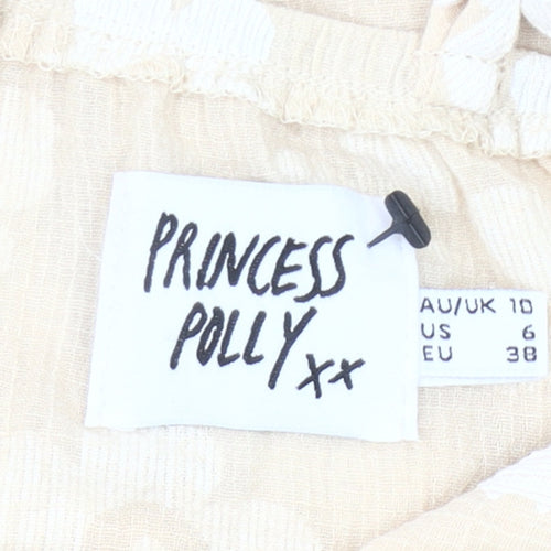 Princess Polly Women’s Beige Floral Wrap Dress Size 10 Summer Casual