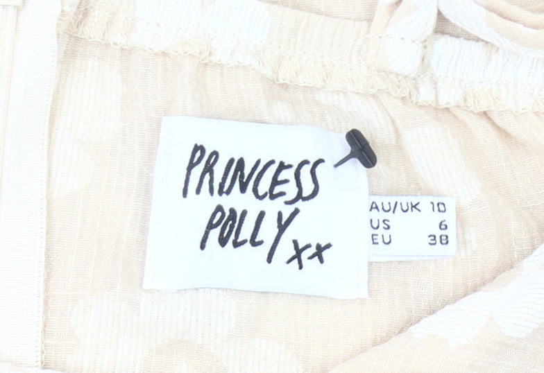 Princess Polly Women’s Beige Floral Wrap Dress Size 10 Summer Casual