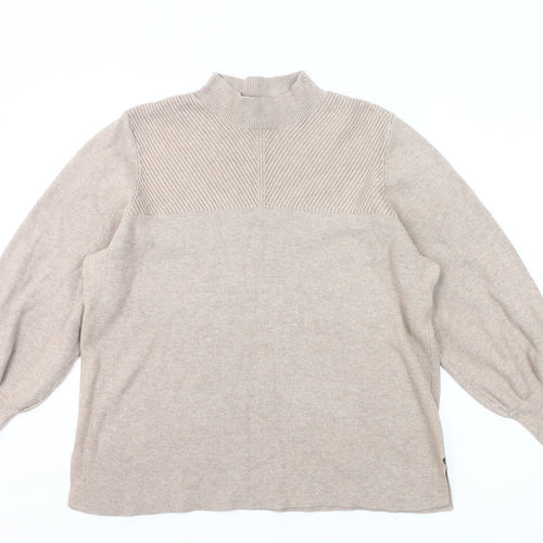 Marks and Spencer Womens Beige XL Mock Neck Knit Jumper