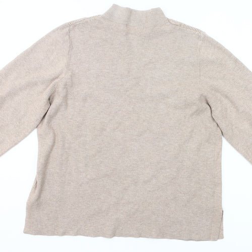 Marks and Spencer Womens Beige XL Mock Neck Knit Jumper