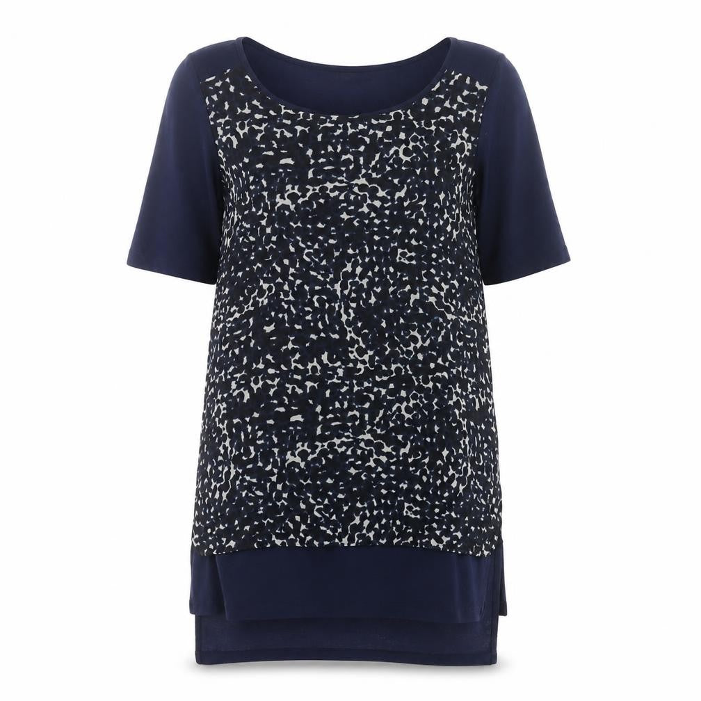 Front view of Next Women’s Blue Animal Print Tunic Blouse, size UK 8