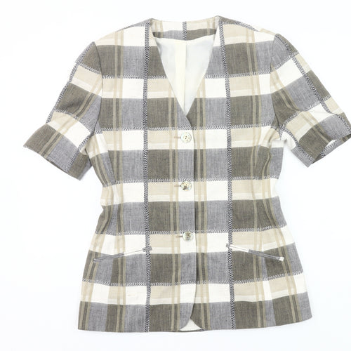 Marks and Spencer Women’s Grey Check Suit Jacket UK 12 Short Sleeve