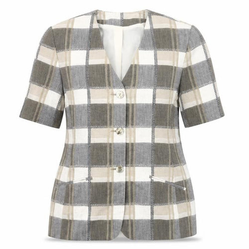Marks and Spencer Women’s Grey Check Suit Jacket UK 12 Short Sleeve