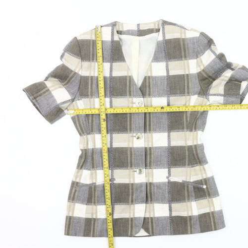 Marks and Spencer Women’s Grey Check Suit Jacket UK 12 Short Sleeve