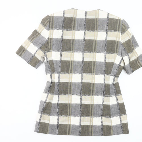 Marks and Spencer Women’s Grey Check Suit Jacket UK 12 Short Sleeve