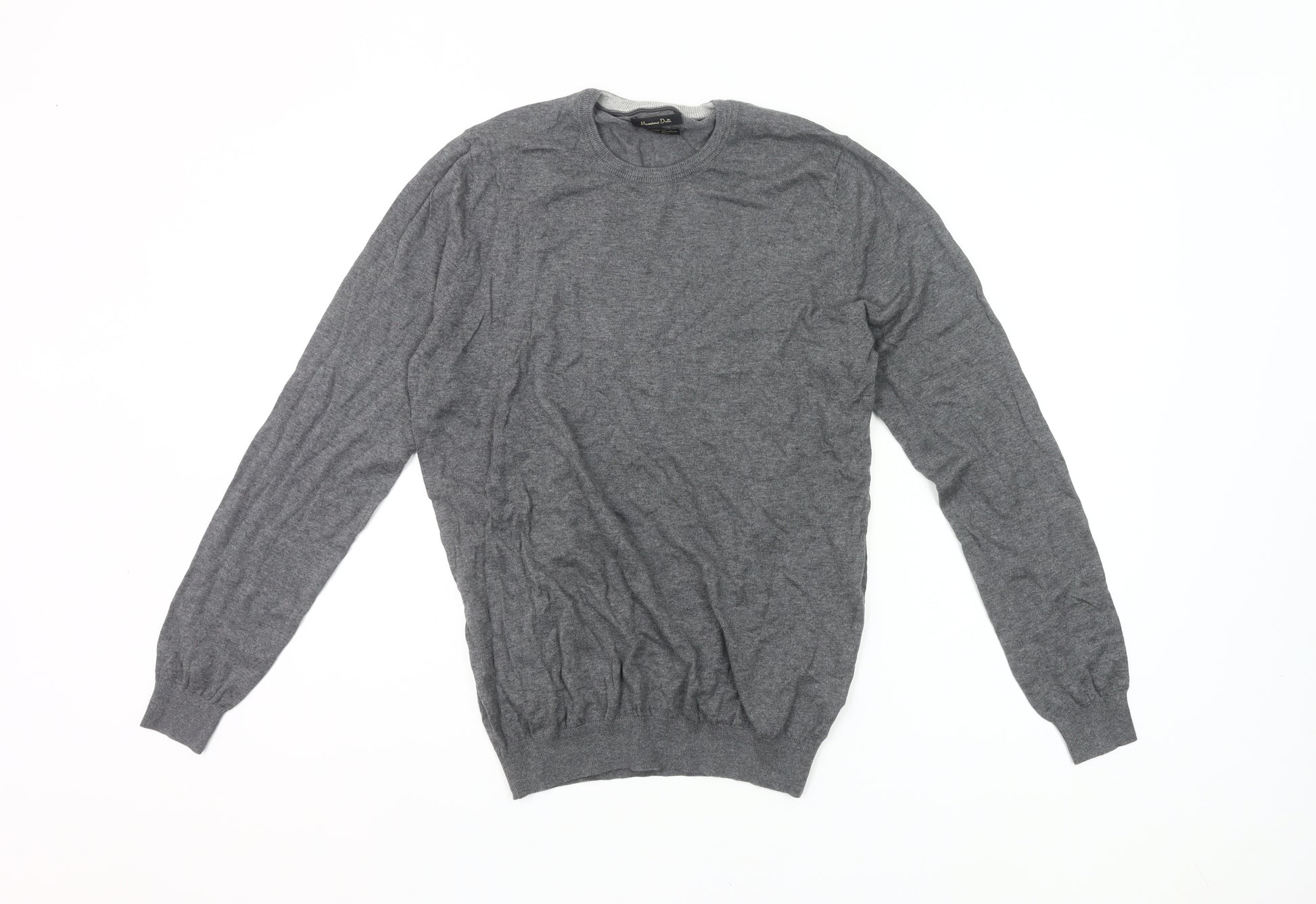 Massimo Dutti Men's Grey S Pullover Cotton Silk Cashmere Jumper