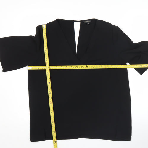 River Island Womens Black Blouse Size 12 V-Neck Short Sleeve Top