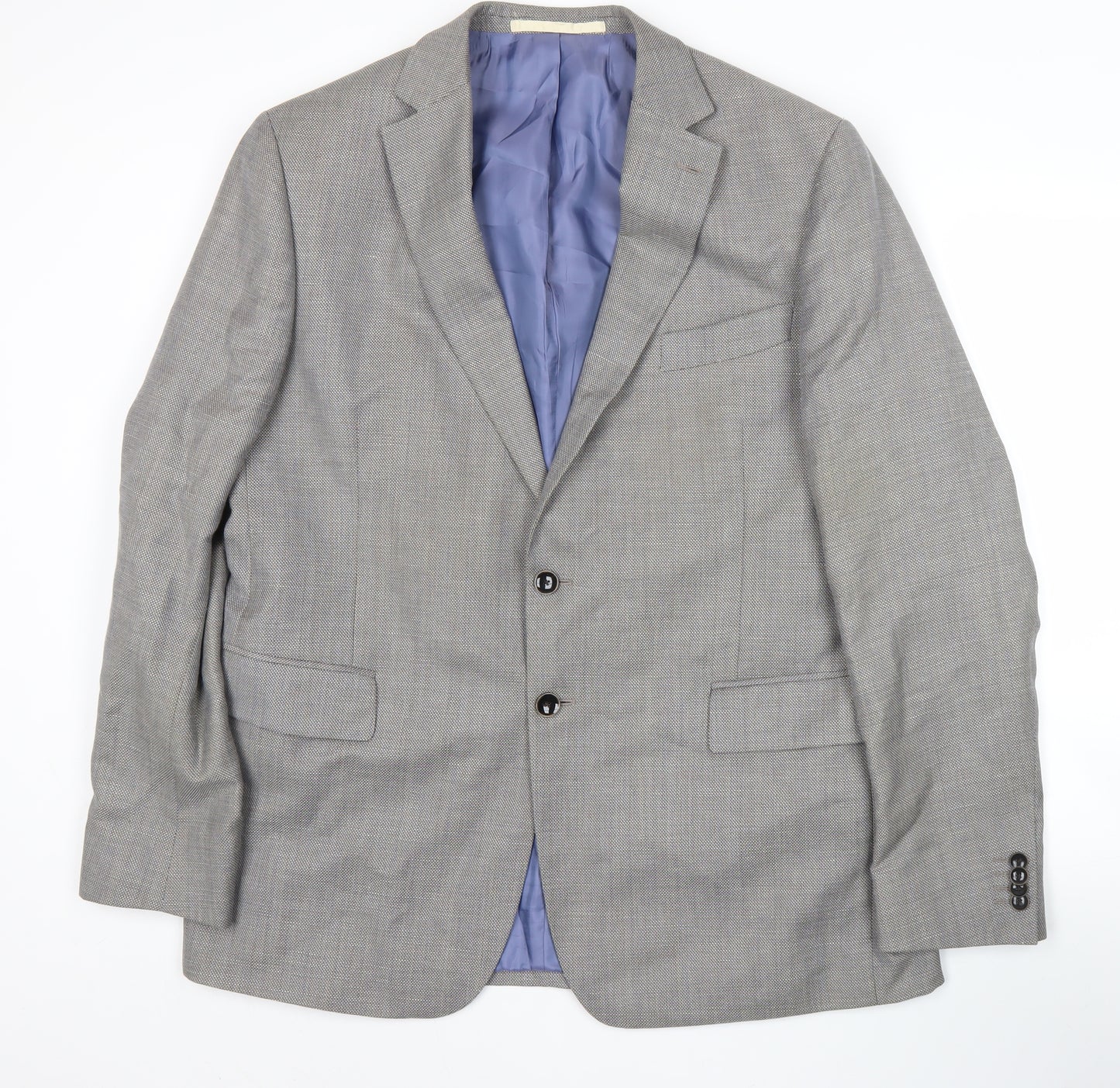 Marks and Spencer Mens Grey Wool Blend Suit Jacket 44 Long