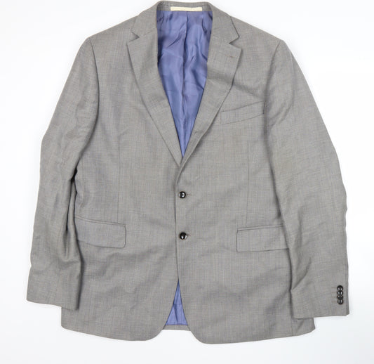 Marks and Spencer Mens Grey Wool Blend Suit Jacket 44 Long