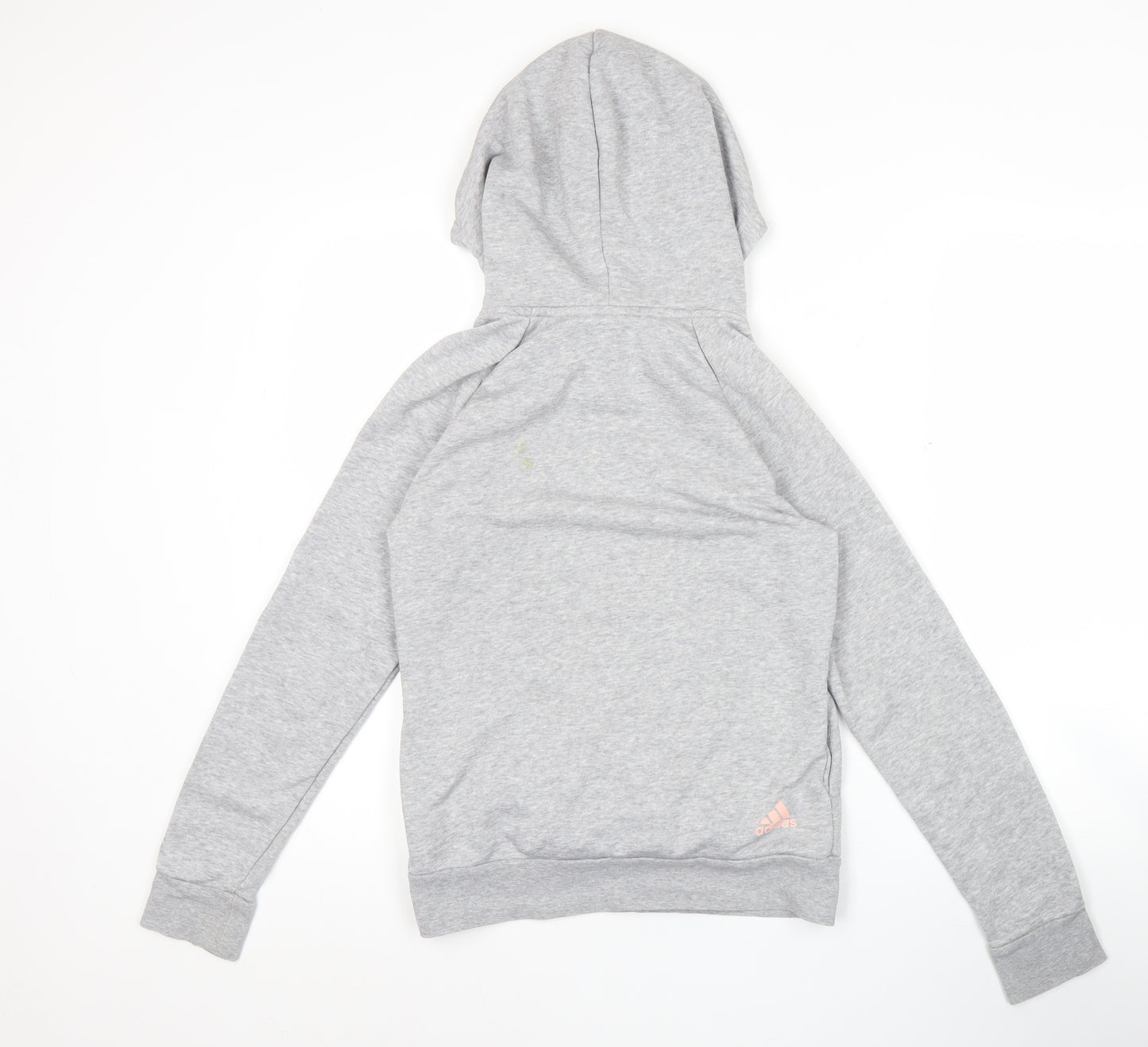 Adidas Womens Grey Pullover Hoodie XS Logo Print Cotton Blend