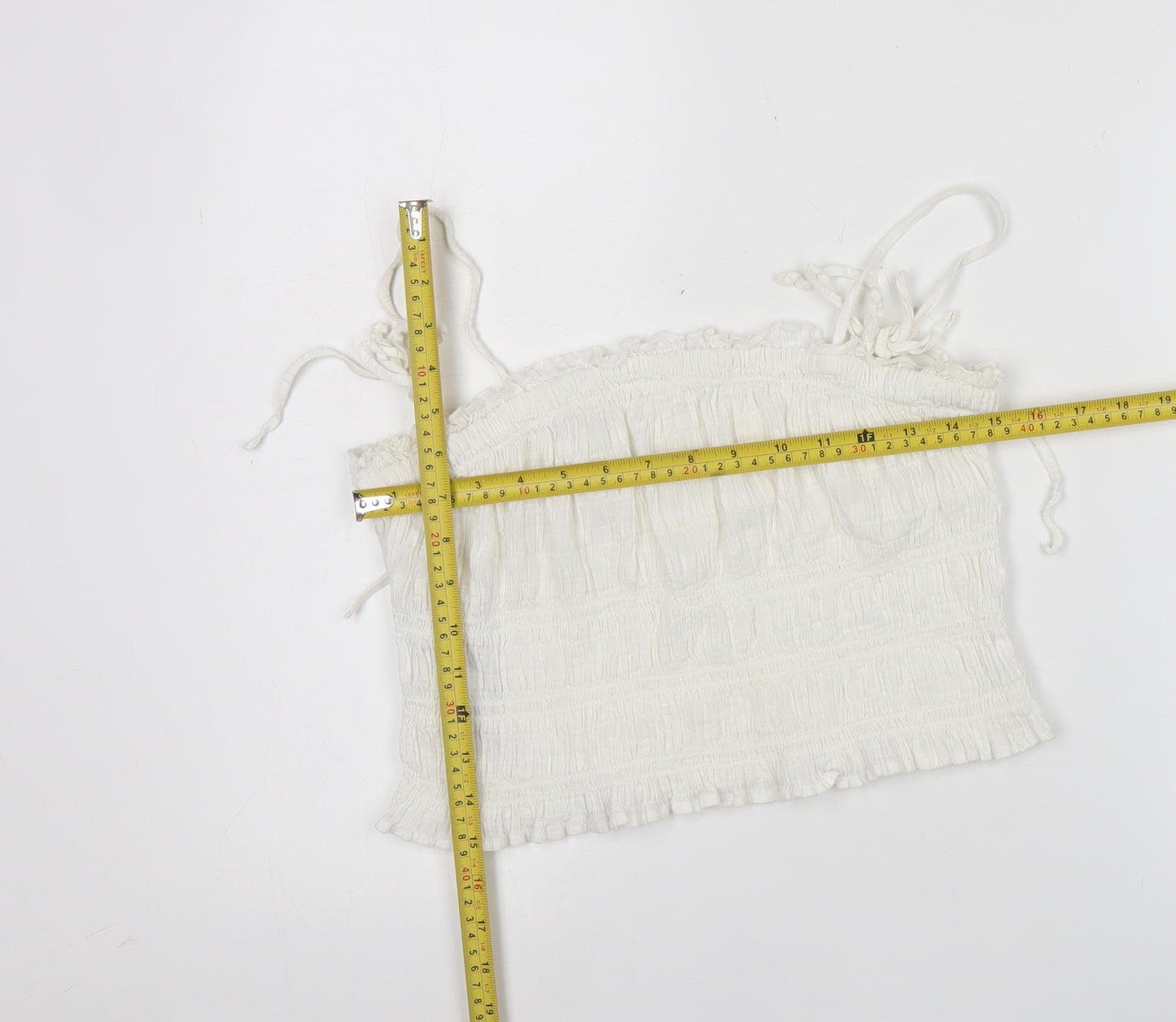 MNG Women’s White Cotton Camisole Tank Top Size M Strappy Ruffle