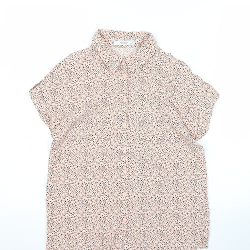 Reserved Womens Pink Polka Dot Button-Up Shirt UK 6 Short Sleeve