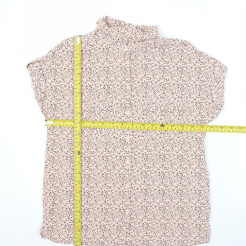 Reserved Womens Pink Polka Dot Button-Up Shirt UK 6 Short Sleeve
