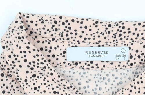 Reserved Womens Pink Polka Dot Button-Up Shirt UK 6 Short Sleeve