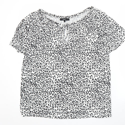 Next Women's Leopard Print Blouse Tunic Top Size 12 Short Sleeve