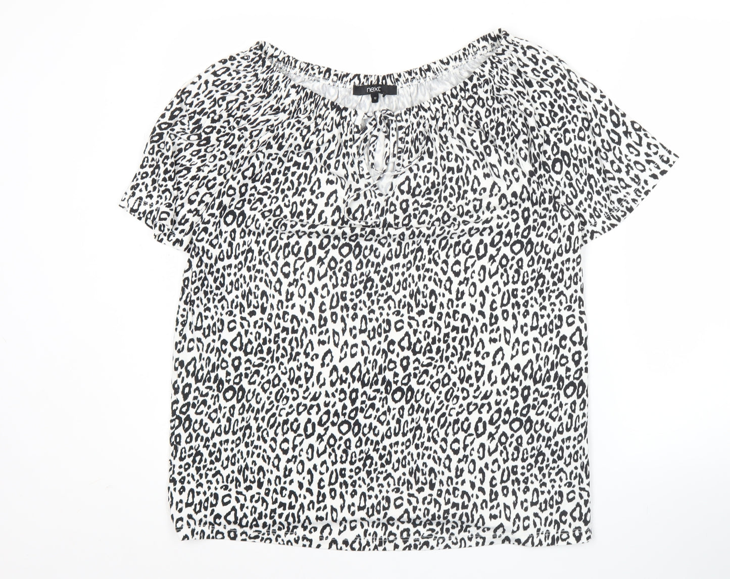 Next Women's Leopard Print Blouse Tunic Top Size 12 Short Sleeve