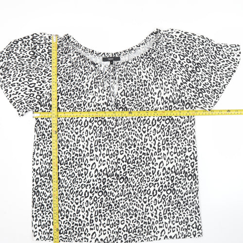 Next Women's Leopard Print Blouse Tunic Top Size 12 Short Sleeve