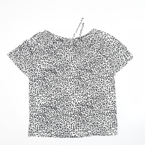 Next Women's Leopard Print Blouse Tunic Top Size 12 Short Sleeve