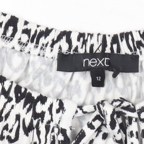 Next Women's Leopard Print Blouse Tunic Top Size 12 Short Sleeve