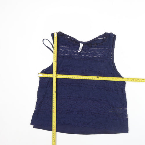 By Henry Holland Womens Blue Lace Tank Top Size 12 Sleeveless Camisole