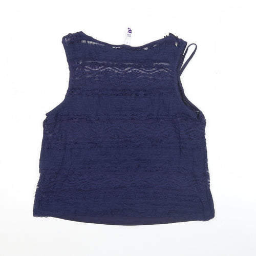 By Henry Holland Womens Blue Lace Tank Top Size 12 Sleeveless Camisole