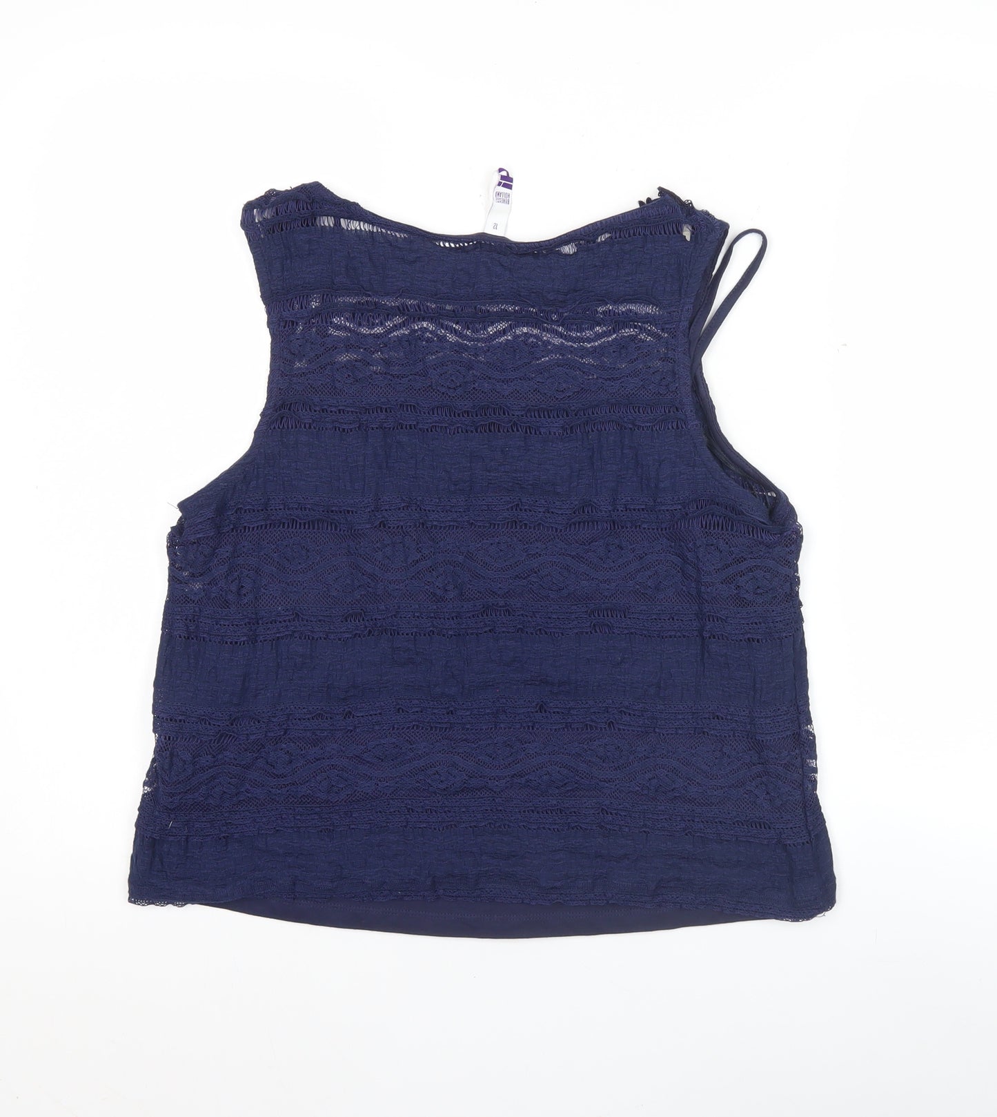 By Henry Holland Womens Blue Lace Tank Top Size 12 Sleeveless Camisole