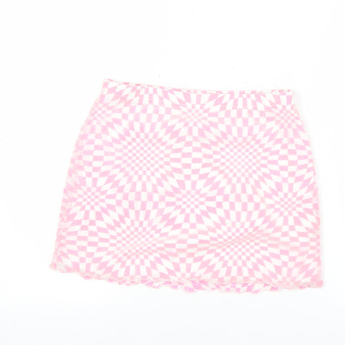 PrettyLittleThing Women’s Pink Geometric Mini Skirt Size 8
