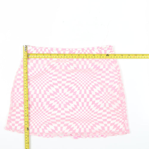 PrettyLittleThing Women’s Pink Geometric Mini Skirt Size 8