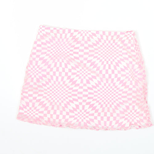 PrettyLittleThing Women’s Pink Geometric Mini Skirt Size 8