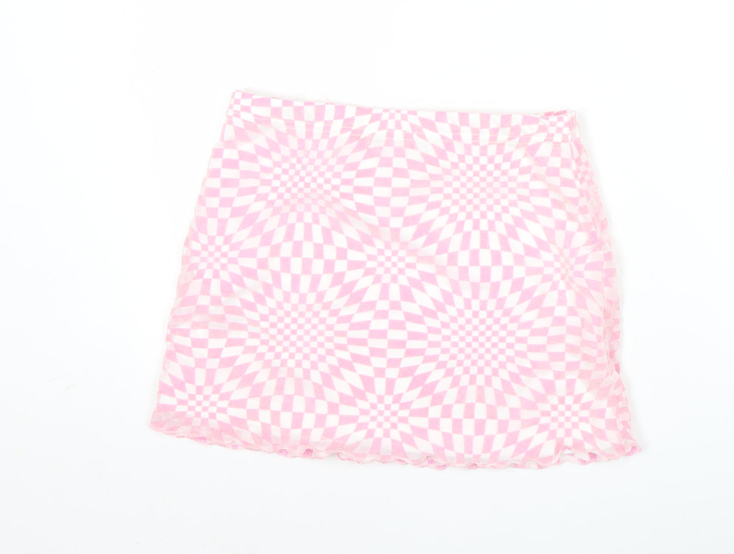 PrettyLittleThing Women’s Pink Geometric Mini Skirt Size 8