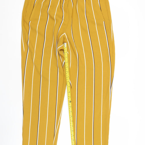 H&M Womens Yellow Striped Straight Trousers Size 12 Polyester