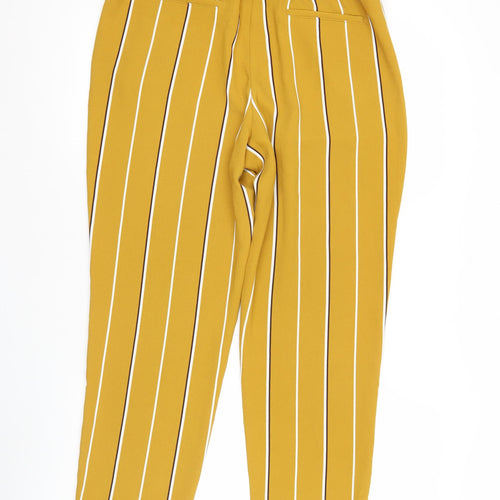 H&M Womens Yellow Striped Straight Trousers Size 12 Polyester