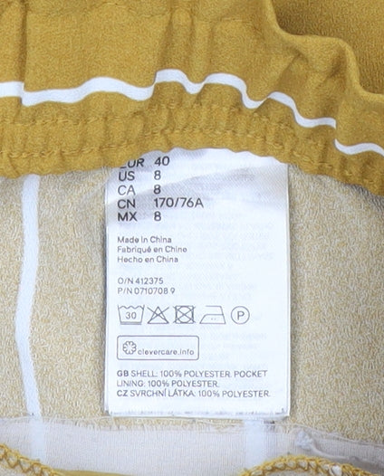 H&M Womens Yellow Striped Straight Trousers Size 12 Polyester