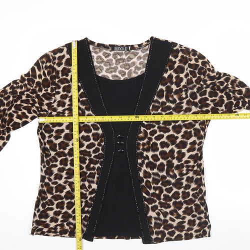 Envy Womens Leopard Print Tunic Blouse 2XL Multicoloured 3/4 Sleeve